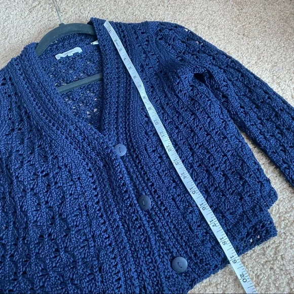 VINCE NAVY COTTON CROCHET SWEATER & TANK SET XXS/XS - Picture 5 of 15